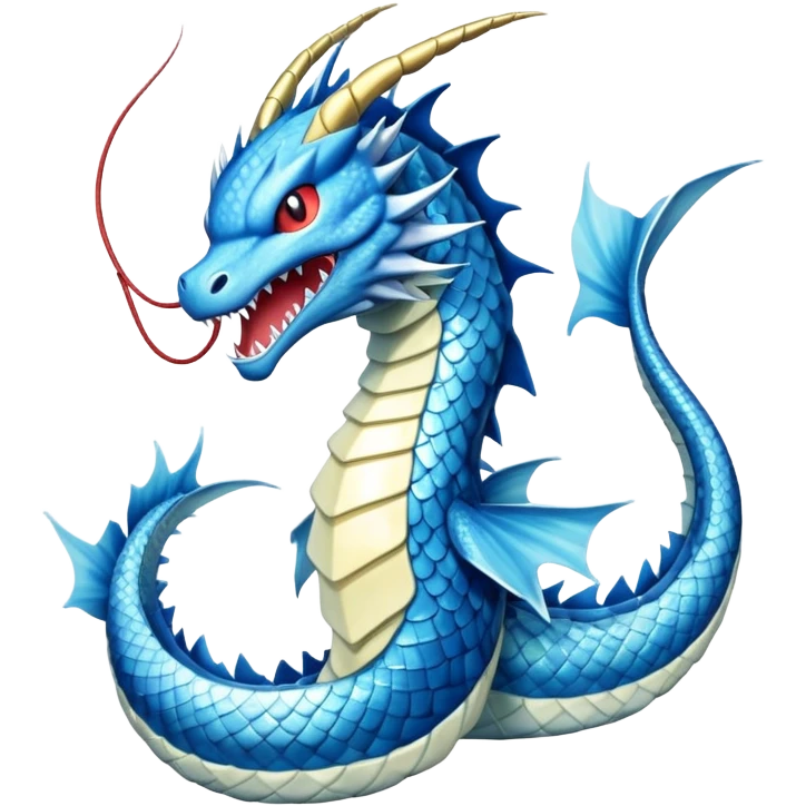 Gyarados from Pokemon, blue serpentine dragon emoji