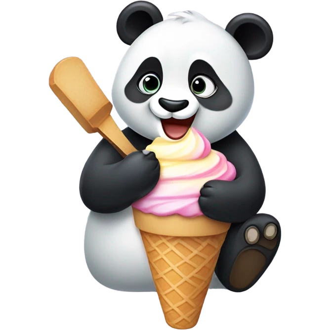 Panda eating ice cream emoji