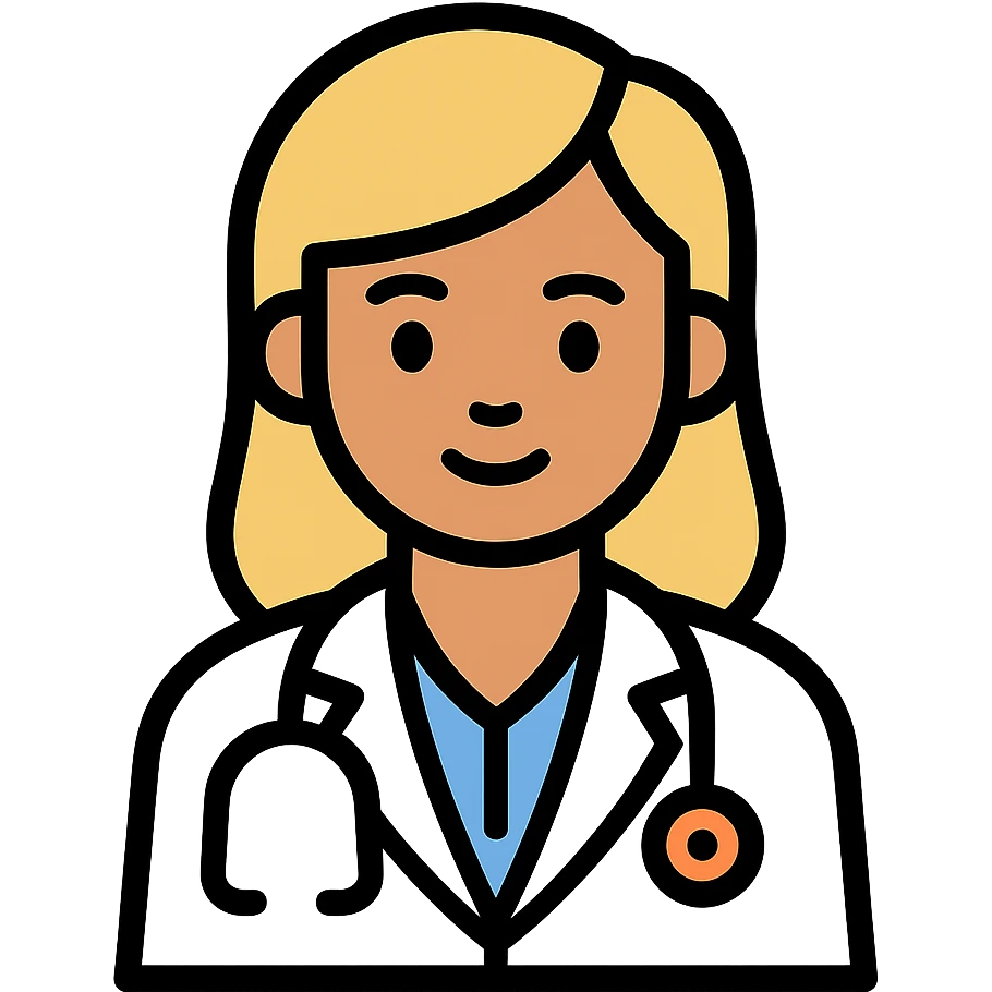 Latina doctor with light blonde hair, professional and friendly emoji