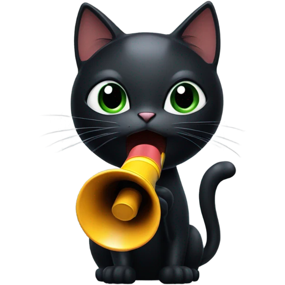 Black cat shouting into megaphone emoji