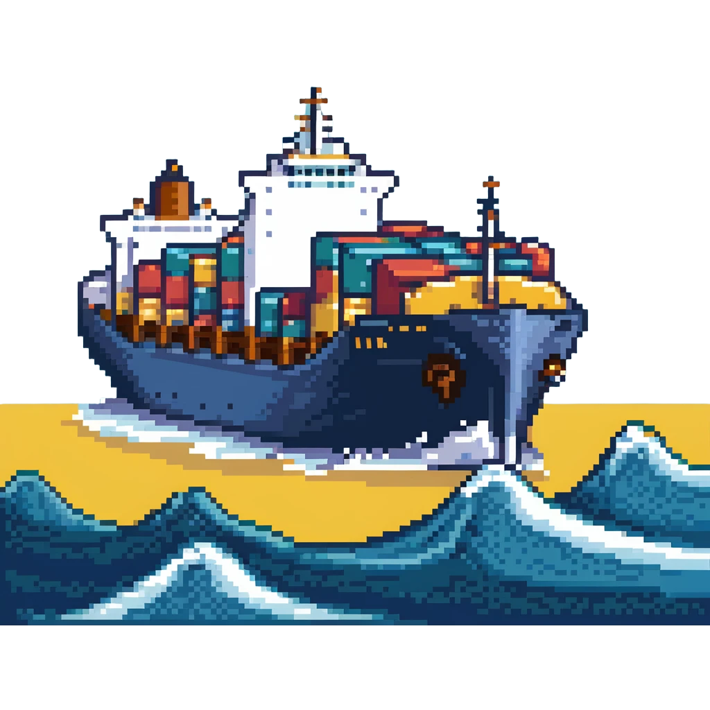 A large cargo ship on blue ocean waves emoji