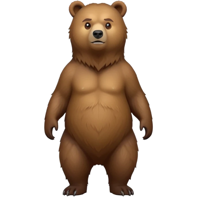 cinematic-[grizzly bear]-realistic-full-body-standing-emoji,-tail-tucked-close,-head-tilted-dramatically,-thick-[brown]-fur,-simplified-yet-realistic-focused-features,-highly-detailed,-glowing-with-an-almost-sarcastic-glow emoji