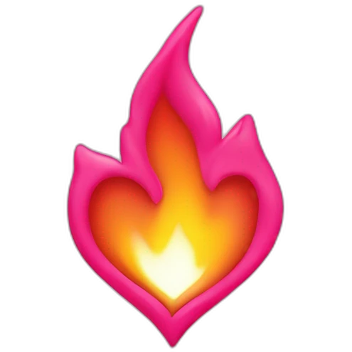 a flame behind red heart and pink hearts around emoji