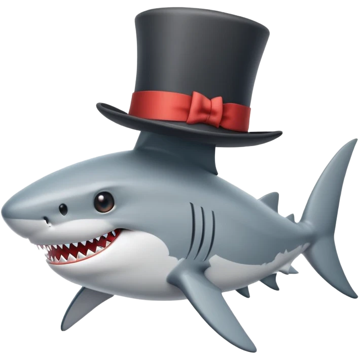 Shark with a top hat emoji