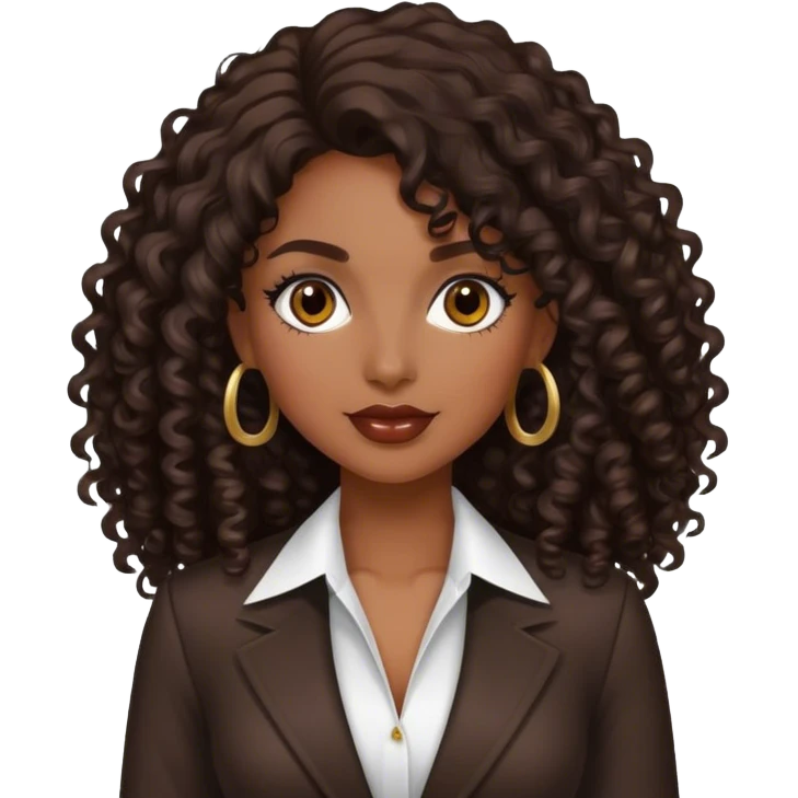 Rich dark brown girl with dark brown long curly hair expensive Realtor  emoji