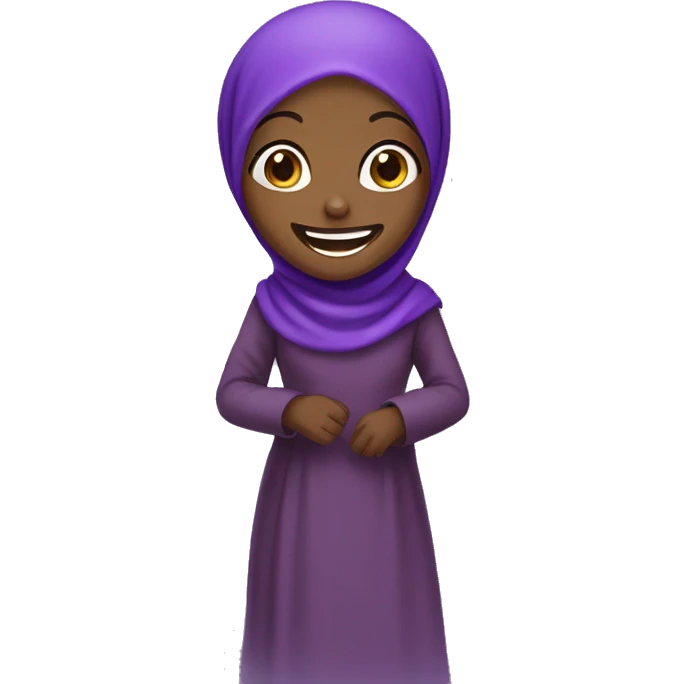 Laughing African hijab girl in purple emoji
