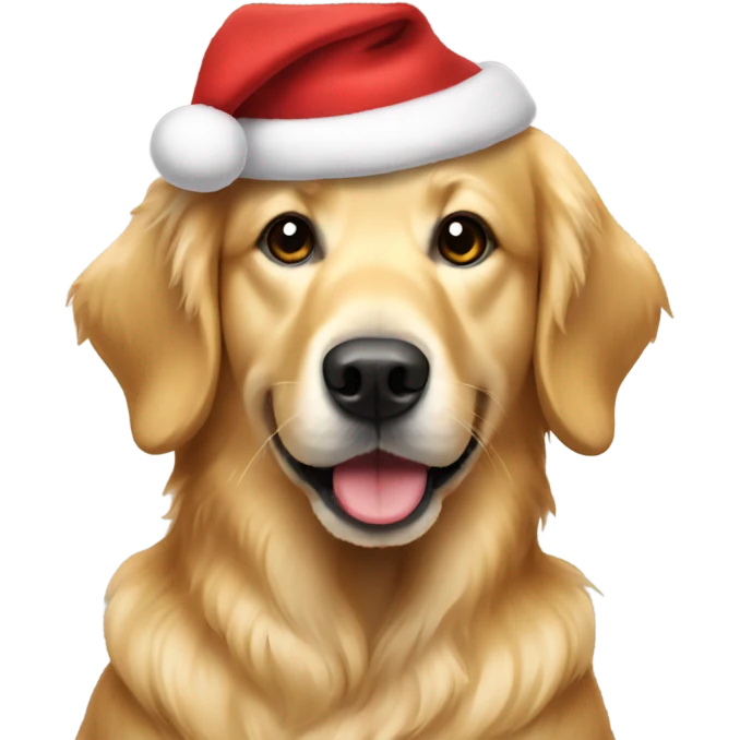 Golden retriever dressed up like Santa emoji