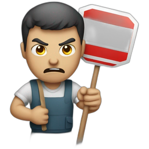 ANGRY MAN HOLDING A STOPSIGN emoji