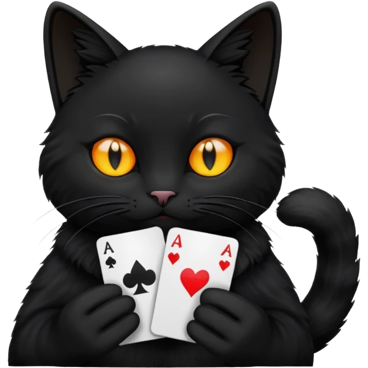 black cat shuffling cards emoji