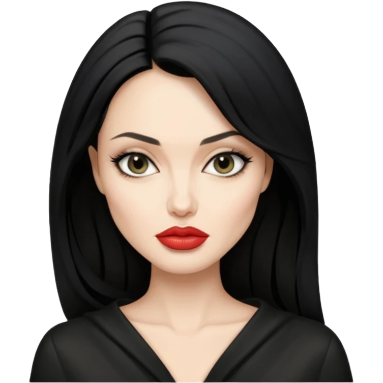 “Emoji girl, femme fatale, black hair. anglina jolie vibes emoji