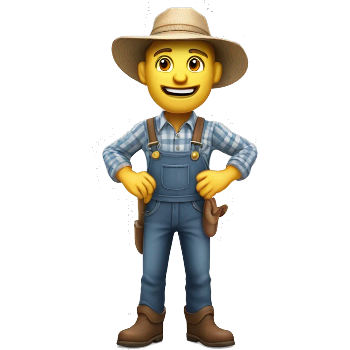 Realistic toon Human Adult Farmer, toon match game 3D character rendered emoji