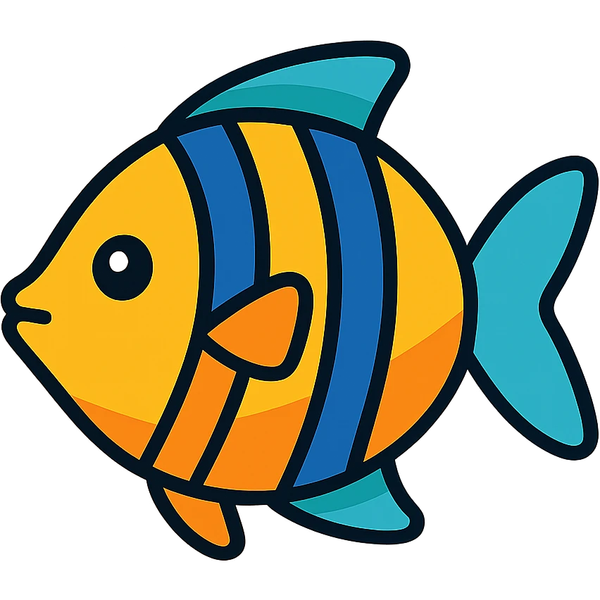 Tropical fish icon with vibrant colors emoji