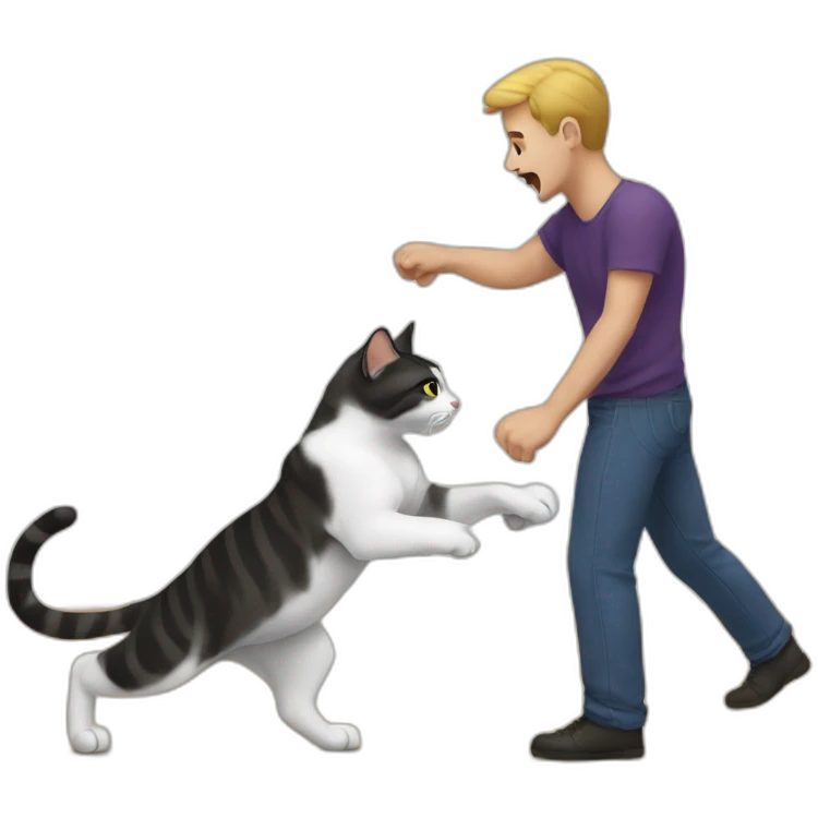 A cat beats a man emoji