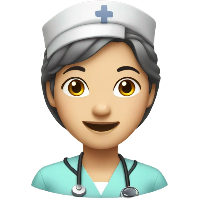 Asian nurse with smile emoji