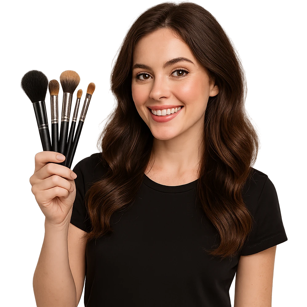 person holding makeup brushes, variation 4 emoji