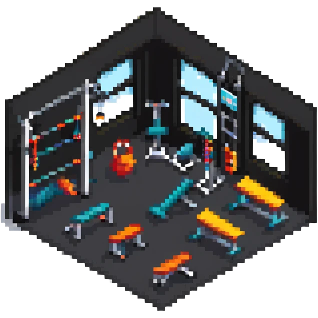 Gym fitness center with exercise equipment emoji
