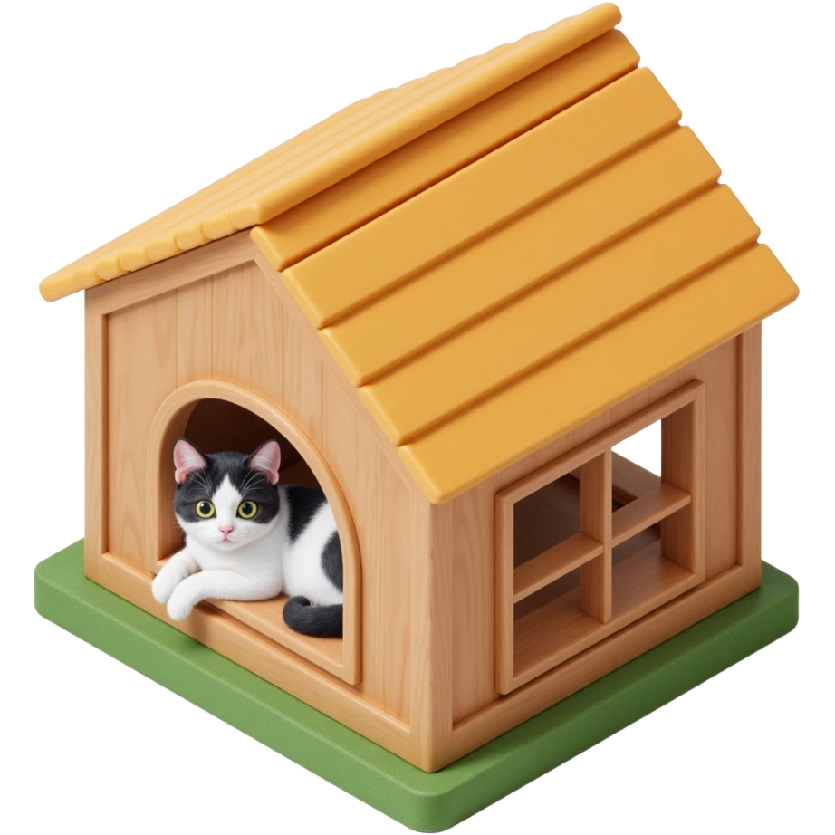 cats relaxing in a vertical playhouse emoji
