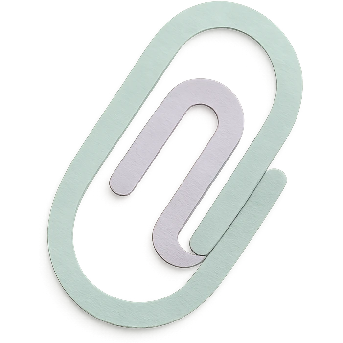 soft pastel tiny paperclip icon in gentle tones, paper craft style emoji