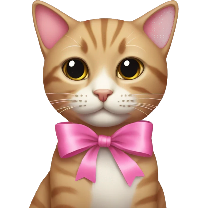 Cat with pink ribbon emoji