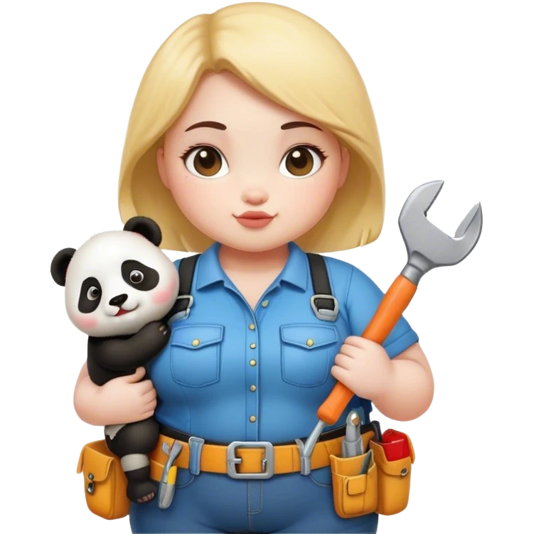 Girl chubby panda with tool belt emoji