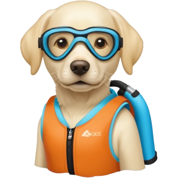 White labrador with snorkel and and swimmers vest emoji