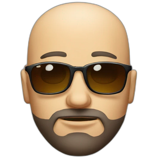 Very Serious Bald man with short beard and sun glasses emoji