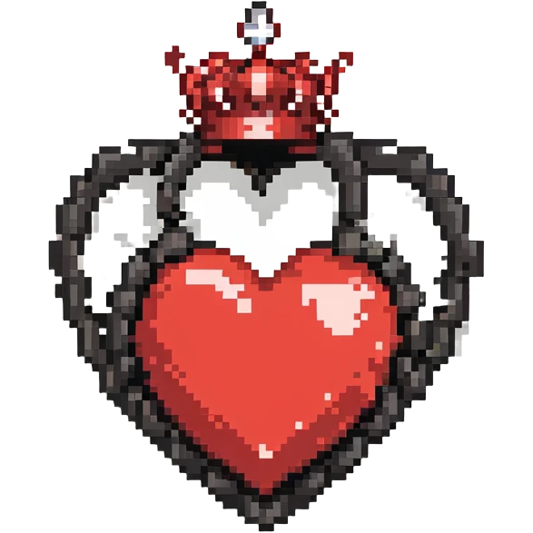 heart 75% red and 25% black with a queen's crown on top emoji