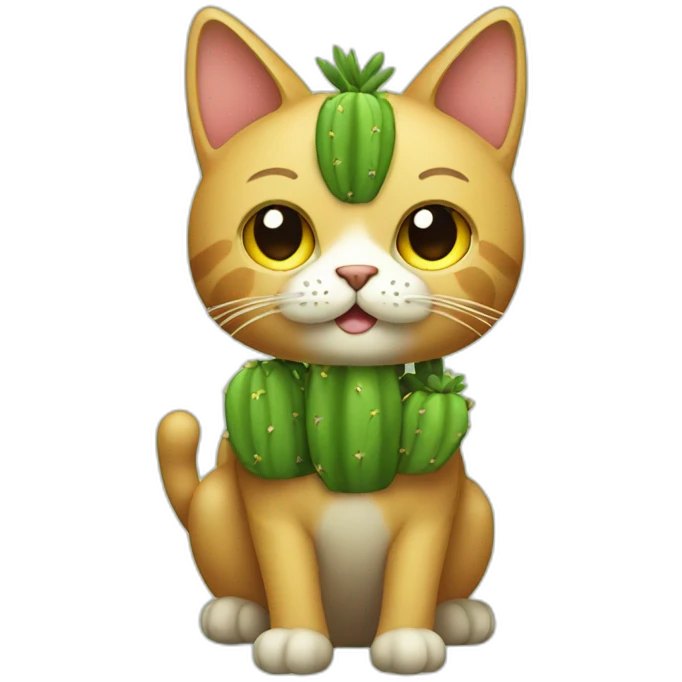 Cat with a cactus between his legs emoji