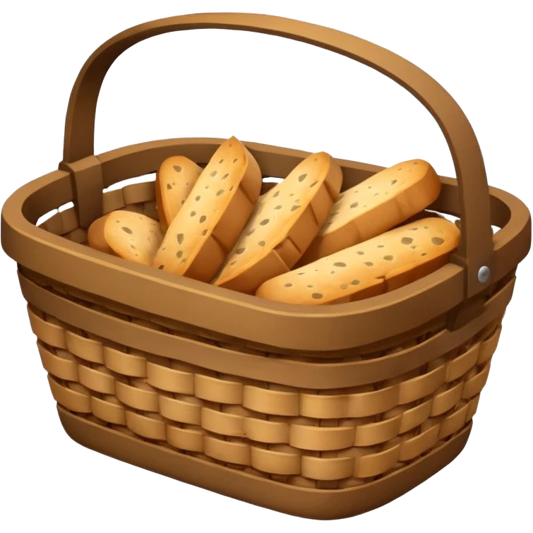 Create an emoji representing empty carbohydrate stores: depict a nearly empty bread basket with only a few crumbs left, overlaid by a fading low-battery symbol to signal depleted carb energy. emoji