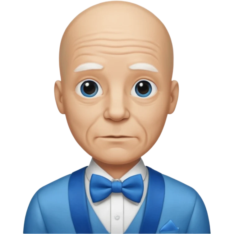 Bald with blue bow tie, Face old emoji