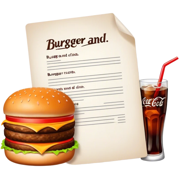 contract that says “burger and coke for car use” emoji