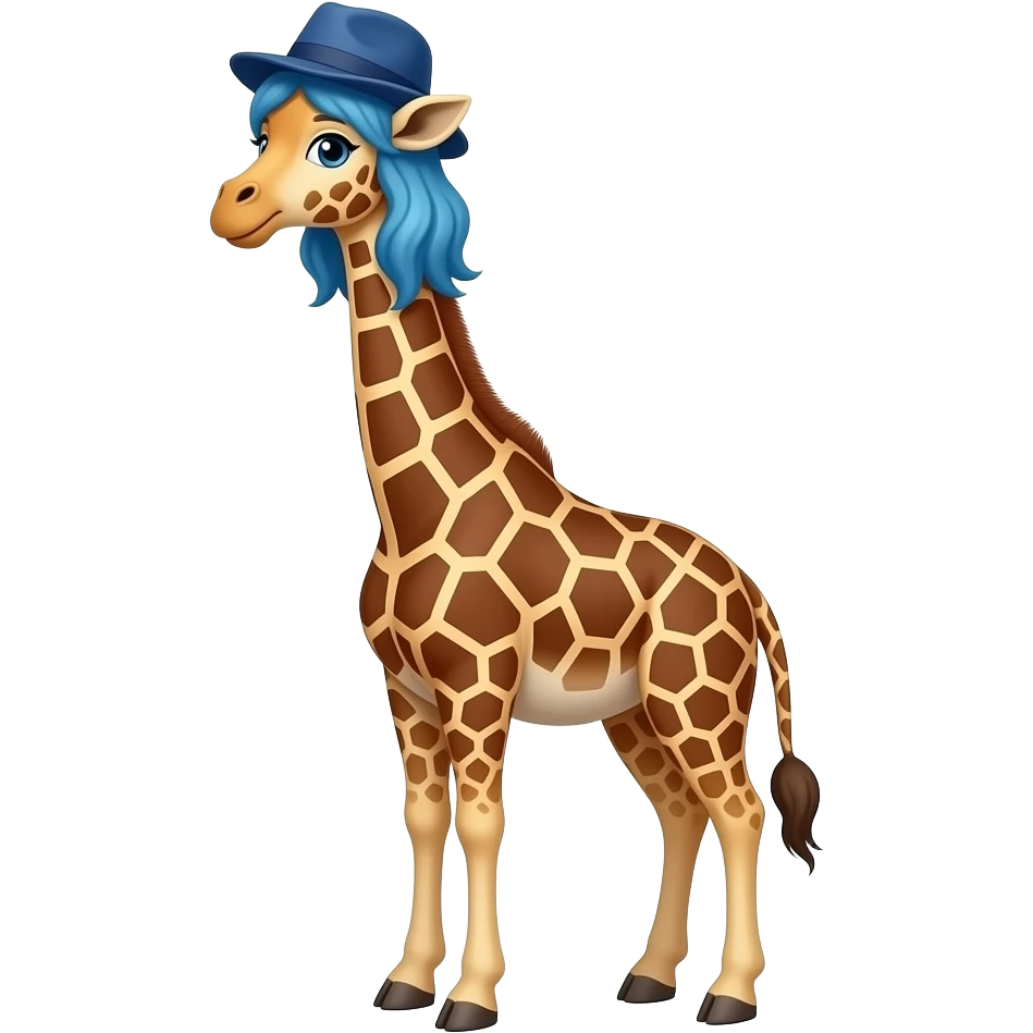 boy giraffee with blue hair and hat emoji