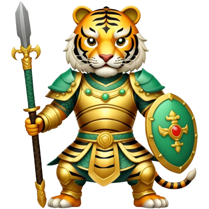 Ancient Chinese tiger warrior with traditional armor emoji