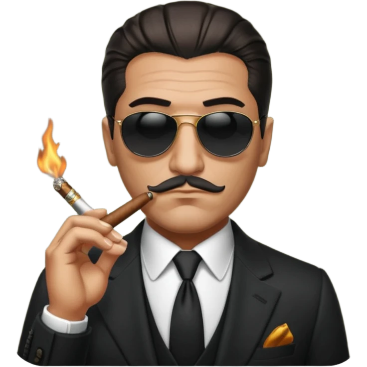 Italian gangster, tailored suit, cigar, dark shades, emoji