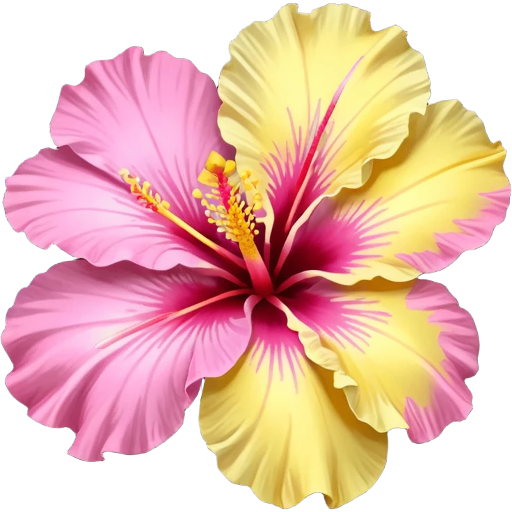 yellow and pink hibiscus flower emoji