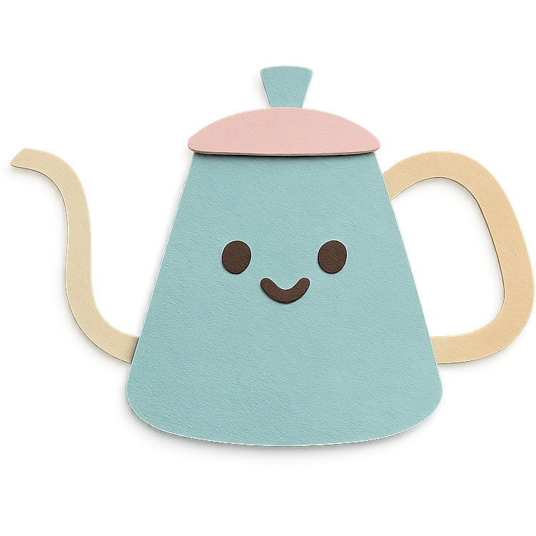 pour-over kettle, full body, sweet face, soft pastel colors emoji
