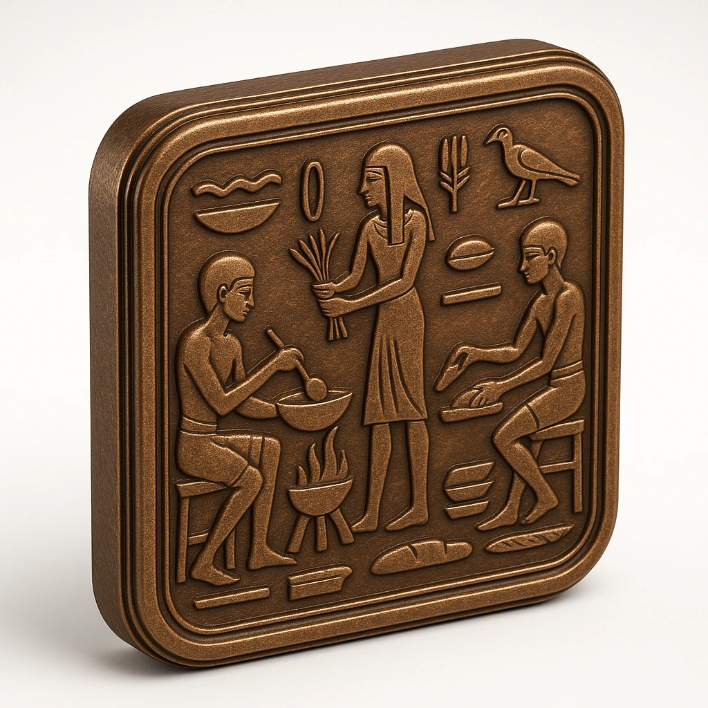 ancient Egyptian cooking scene in hieroglyphic style emoji
