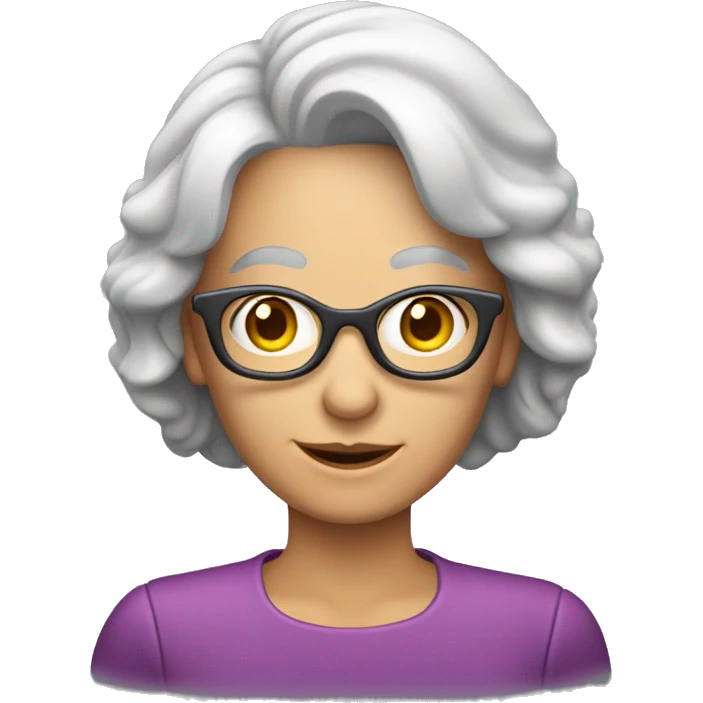 mujer de 60 años pelo orto con camara fotografic emoji