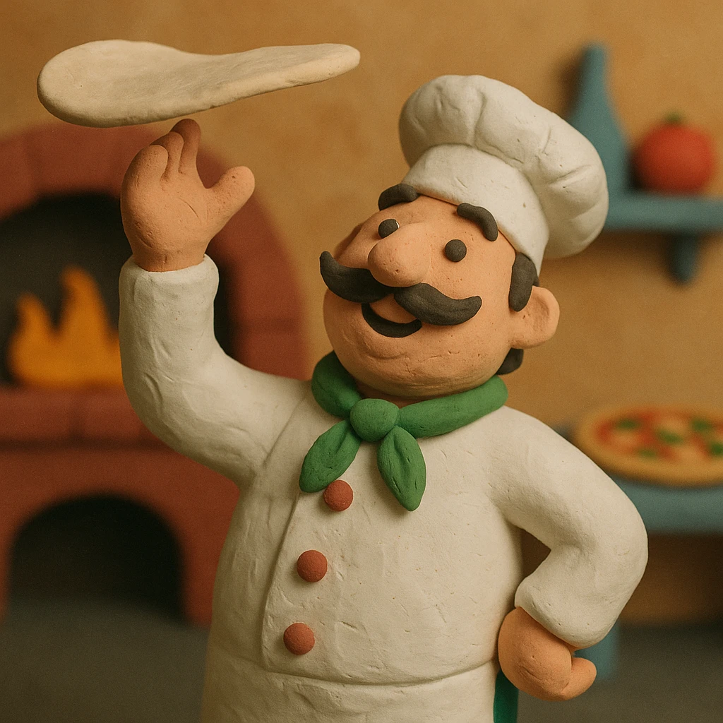 smiling Italian chef spinning pizza dough emoji