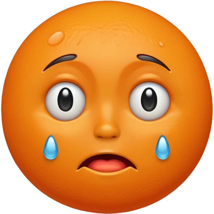 Orange with crying face emoji
