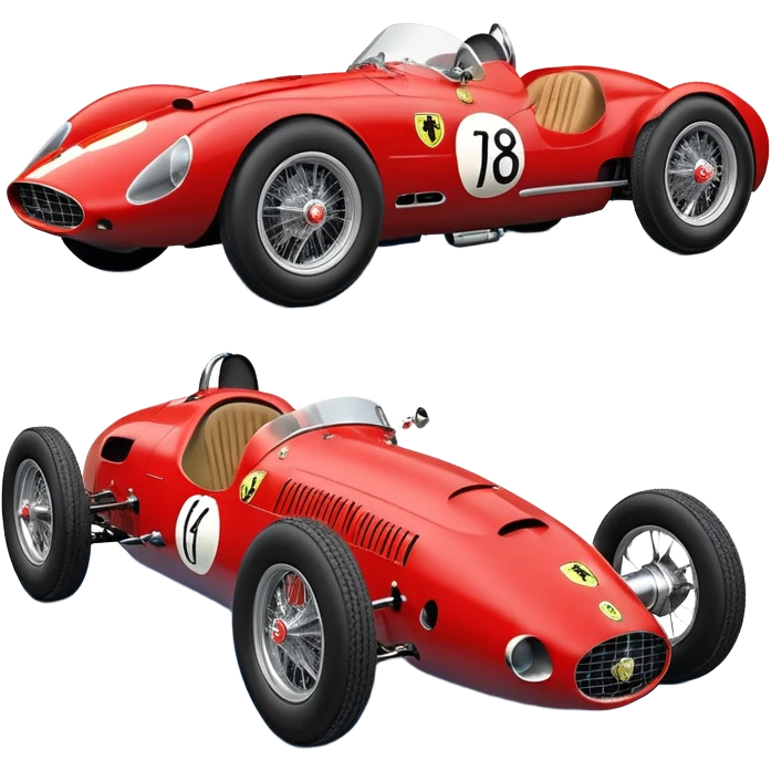  Hazy-blue Fenderless extended-wheelbase 1956 luxury racing Ferrari lowered powerful V-8 engined racing cycle car featuring advanced rugged 4 wheel independent suspension, power steering, disc brakes, small leather covered steering wheel, side mounted cowl exhaust  emoji