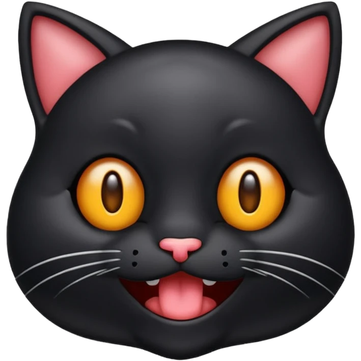 emoji de gato negro riéndose con lagrimas de risa y ojos entrecerrados😹 emoji