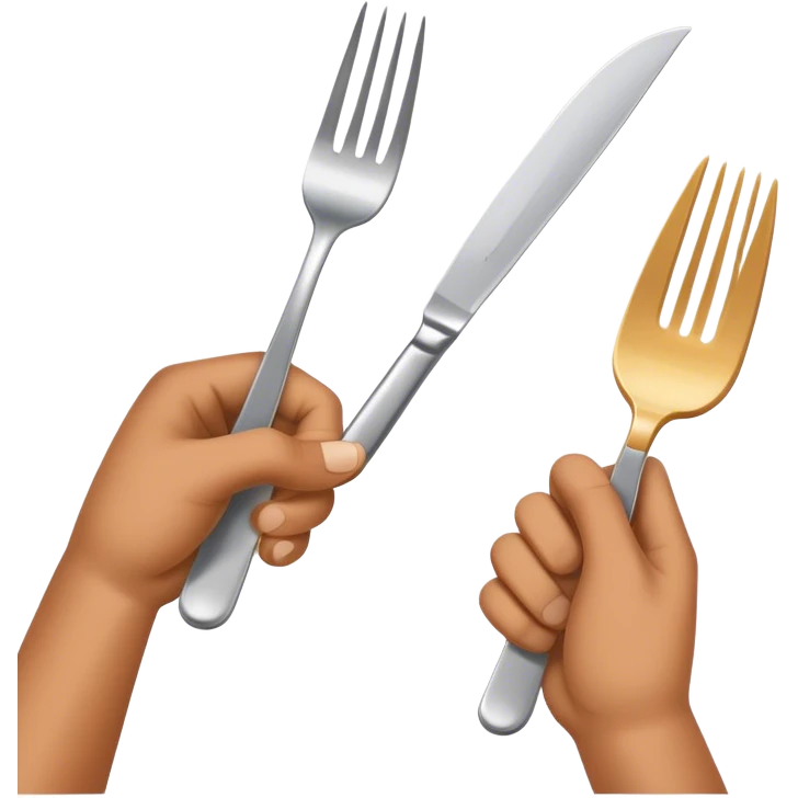 Fork and knife in hand ready to eat  emoji