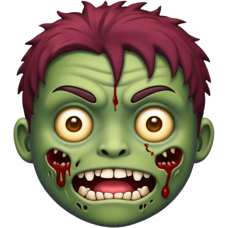 Faça um emoji de zumbi, estilo IOS, um zumbi com cabelo loiro escuro bagunçado e olhos escuros emoji
