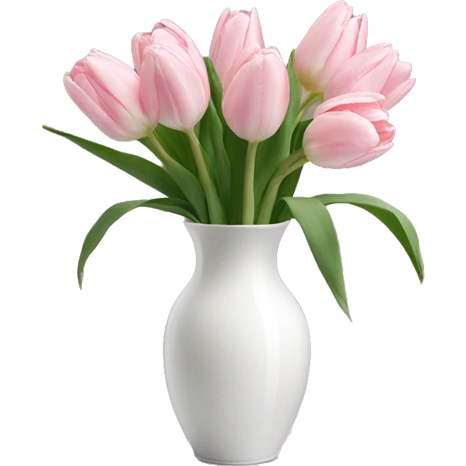 Light pink tulips in white vase emoji