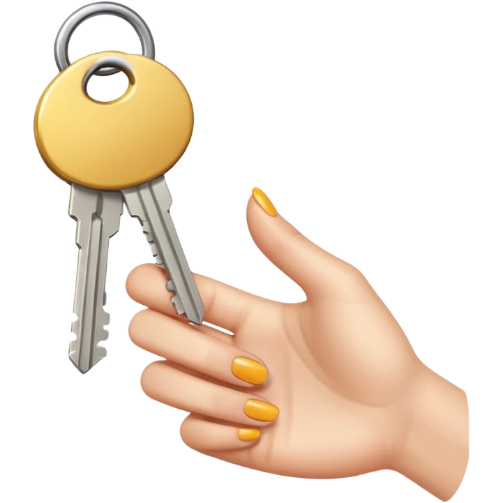 emoji de mano de mujer sujetando unas llaves con el fondo de un departamento emoji