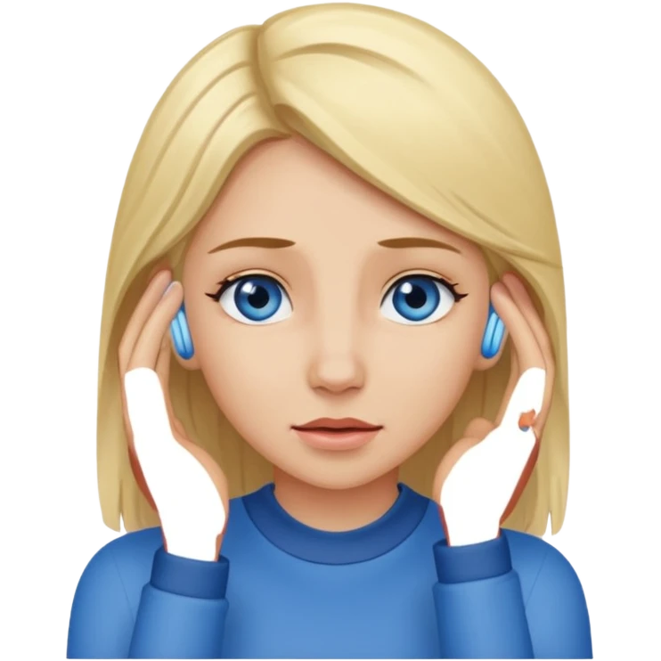 Blonde haired blue eyed woman scratching inner ear  emoji