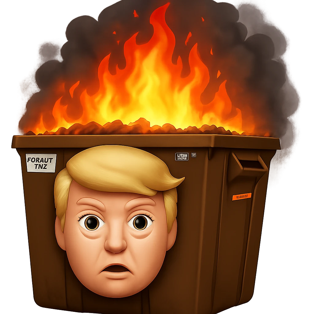 Add much more fire and thick smoke to the background, keep the Trump-poop combination clear, in the style of emoji. Remove the background. emoji
