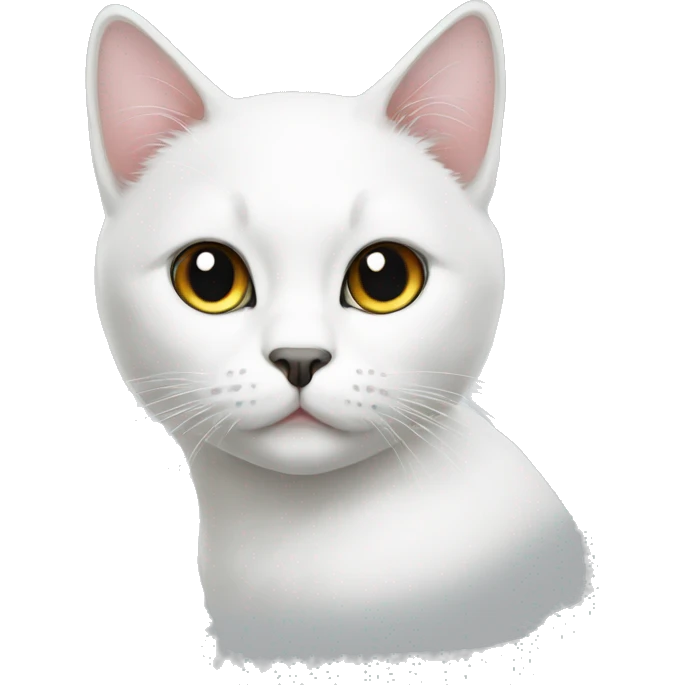 White cat with black spots round face emoji