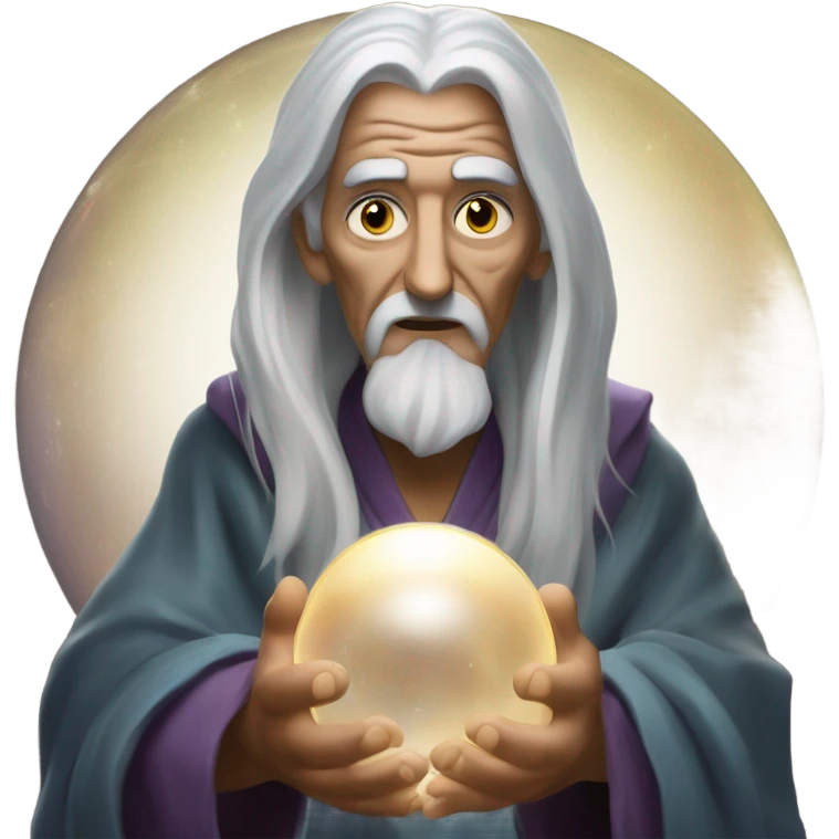 Wise Old Fortune teller with crystal ball looking into the camera emoji